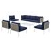 Lounge Sectional Sofa Chair Table Set Sunbrella Aluminum Metal Steel Blue Navy Modern Contemporary Urban Design Outdoor Patio Balcony Cafe Bistro Garden Furniture Hotel Hospitality