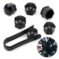 20pcs 17mm ID Wheel Lock Lug Bolt Nut Cover Caps Center Cover Bolt Locking Caps with Clip Tool Set (Black)