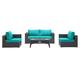 Contemporary Modern Urban Designer Outdoor Patio Balcony Garden Furniture Lounge Sofa Chair and Coffee Table Fire Pit Set Fabric Rattan Wicker Blue