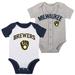 Newborn & Infant White/Heather Gray Milwaukee Brewers Little Slugger Two-Pack Bodysuit Set