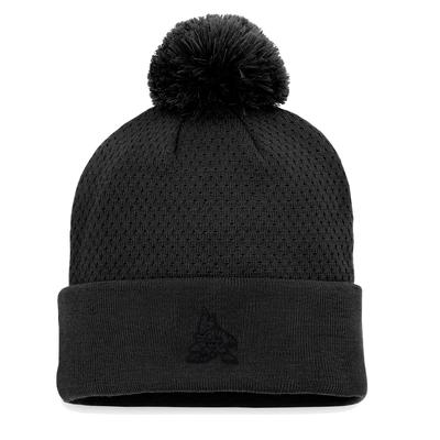 Schwarze Arizona Coyotes Authentic Pro Road Strickmütze mit Umschlag und Bommel Fanatics für Damen Image