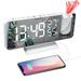 FM Radio LED Digital Smart Alarm Clock Watch Table Electronic Desktop Clocks USB Wake Up Clock with 180Â° Projection Time White