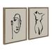 Kate and Laurel Sylvie Minimalist Neutral Line Art Drawing Face and Body Framed Canvas Wall Art Set by The Creative Bunch Studio 2 piece 18x24 Gold Modern Minimal Brushstrokes Art for Wall