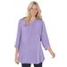 Plus Size Women's Three-Quarter Sleeve Tab-Front Tunic by Woman Within in Soft Iris Dot (Size 5X)