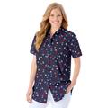Plus Size Women's Perfect Short Sleeve Shirt by Woman Within in Navy Hearts And Stars (Size 2X)