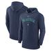 Men's Nike Heather Navy Seattle Mariners Authentic Collection Early Work Tri-Blend Performance Pullover Hoodie