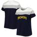 Women's Navy/Heather Gray Milwaukee Brewers Plus Size Colorblock T-Shirt