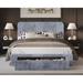 Wade Logan® Audeline Tufted Storage Panel Bed Wood & Upholstered/Metal in Gray/Brown | 48.4 H x 63.8 W x 86.2 D in | Wayfair