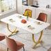 Mercer41 Julianah Dining Table Wood/Metal in White/Yellow | 29.52 H x 62.99 W x 31.49 D in | Wayfair 5DA9AB766A124559A5B13FD11422580E