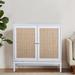 Bay Isle Home™ Evansburg Rattan Cabinet Rattan Sideboard Rattan Console Rattan Storage Cabinet Rattan Buffet Wood/Metal in White | Wayfair