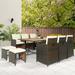 Hokku Designs Grimmer Rectangular 10 - Person 65.7" Long Outdoor Dining Set w/ Cushions Wood in Brown | 65.7 W x 43 D in | Wayfair