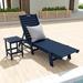 Beachcrest Home™ Shavon 78.2" Long Reclining Single Chaise w/ Table Plastic in Blue | 38 H x 22.8 W x 78.2 D in | Outdoor Furniture | Wayfair