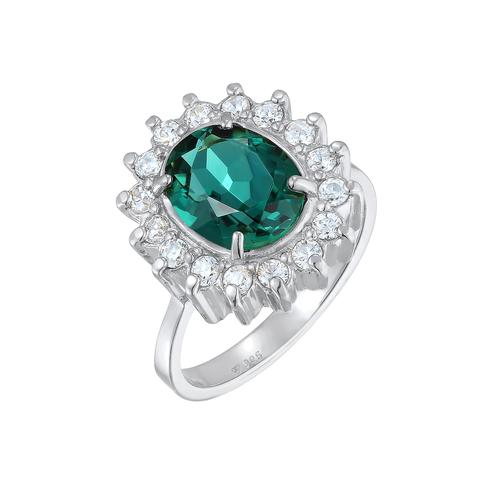 Elli PREMIUM Cocktailring Quarz Grün Royal Zirkonia 925 Silber 54 Damen