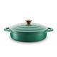 Barbary & Oak BO800253GRN Shallow Cast Iron Casserole Pan with Durable Enamel Interior, 28cm, Verdigris Green