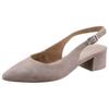 Slingpumps TAMARIS, Damen, Gr. 39, grau (taupe), Veloursleder, elegant, Schuhe, Blockabsatz, Abendschuh, Sommerschuh mit verstellbarem Riemchen