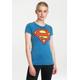T-Shirt LOGOSHIRT "Superman" Gr. S, blau (blau, mehrfarbig) Damen Shirts Print