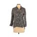 Cloth & Stone Long Sleeve Button Down Shirt: Collared Covered Shoulder Gray Animal Print Tops - Women's Size X-Small - Print Wash