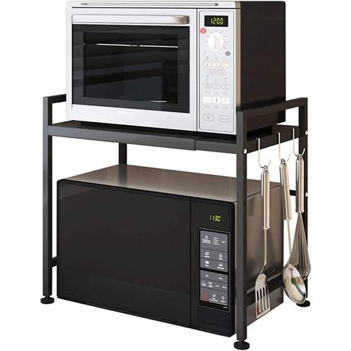 Haloyo - Mikrowellenhalter Einstellbar Küchenregal Mikrowelle Regale mit 6 Haken Rack Organizer