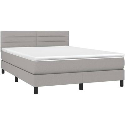 Boxspringbett mit Matratze Hellgrau 140x200 cm Stoff Vidaxl