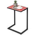 Costway C-shaped Waterproof Outdoor Side End Table with Ceramic Top