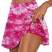 JGGSPWM Women s Tennis Skirt Tie Dye Golf Skorts High Waisted Inner Shorts Athletic for Workout Sports Stretchy Yoga Dress Shorts Pink S