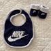 Nike Accessories | Nike Bib And Matching Sock Booties Nwot | Color: Blue/White | Size: 0-6 Months