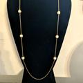 Kate Spade Jewelry | (#85) Nwot Long Gold Toned Faux Pearl Necklace | Color: Cream/Gold | Size: Os