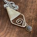 Anthropologie Jewelry | Anthropologie Silvertone Labradorite Gemstone Wire Wrapped Pendant Necklace | Color: Gray/Silver | Size: Os