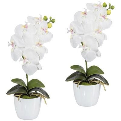 Kunstpflanze CREATIV GREEN "Orchidee Phalaenopsis", weiß, H:40cm, Polyester, Kunststoff, Kunstpflanzen, im Keramiktopf Image