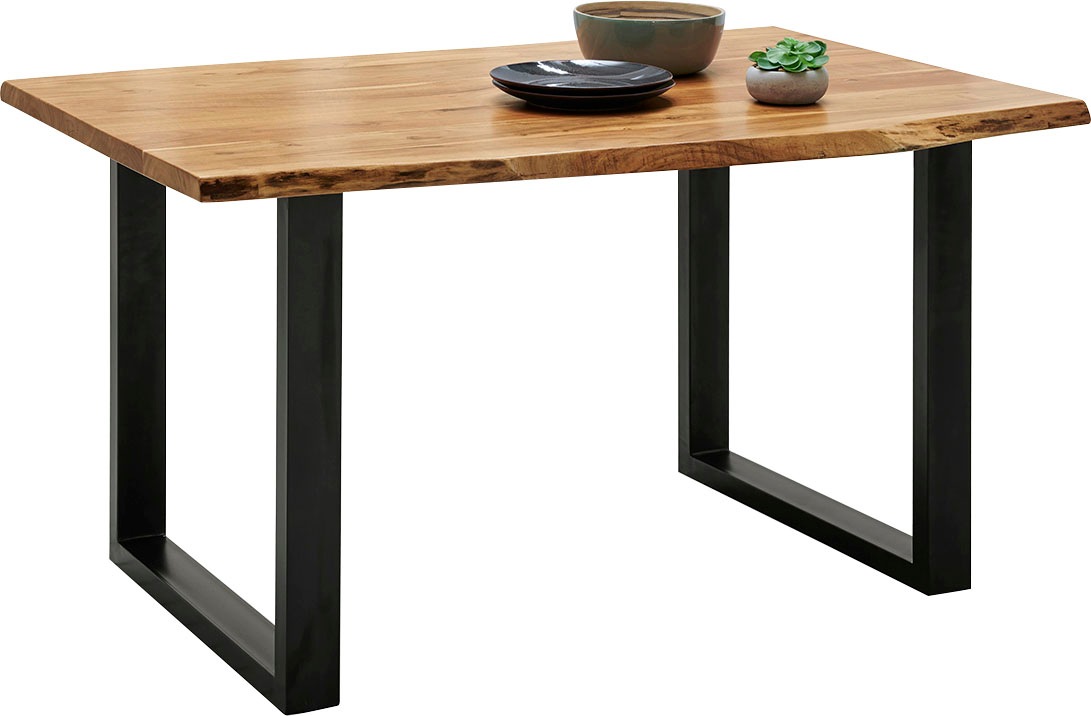 Esstisch PAROLI "PARDIS", braun (akazie, schwarz, akazie), B:180cm H:78cm T:90cm, Tische, Massivholz Akazie, in drei Breiten Image