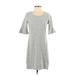 Tahari Casual Dress - Shift Scoop Neck Short sleeves: Gray Print Dresses - Women's Size 2