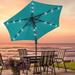 Arlmont & Co. Leyla 90" Market Umbrella Outdoor LED Patio Table Solar Lights Umbrellas Metal in Green/Blue/Navy | 84.6 H x 90 W x 90 D in | Wayfair