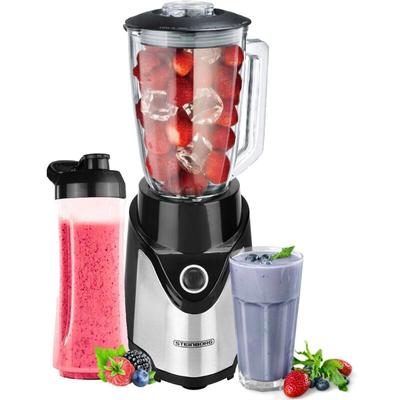 Standmixer mit To-Go Becher 600 ml Glaskrug + 570 ml To-Go Smoothie Becher Hochwertiges 6-Fach