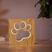 Dog Paw Wood Bedside Lamp 3D Optical Cute Puppy Footprint Night Light Cartoon Hollow Design Bedroom Decor for Children Kids Animal LED Reading Study Desk Table Light(1pcs brown)