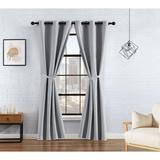 Lucky Brand Finley Textured Blackout Grommet Window Curtain Panel Pair with Tiebacks