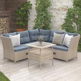 Outdoor Patio 4-Piece PE Wicker Rattan Sofa Set with Adjustable Backs Gray - N/A