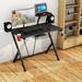 Gaming Computer Desk with Headphone Hook & Cup Holder Black