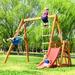 Wooden Swing Set for Outside with Slide Outdoor Playset Backyard Activity Playground Climb Swing Outdoor Play Structure for Toddlers Ready to Assemble Wooden Swing-N-Slide Set Kids Climbers