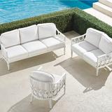 Set of 2 Avery 3-pc. Sofa Set in White Finish - Sofa Set with Two Lounge Chairs, Sailcloth Cobalt with Natural Piping, Sailcloth Cobalt with Natural Piping - Frontgate