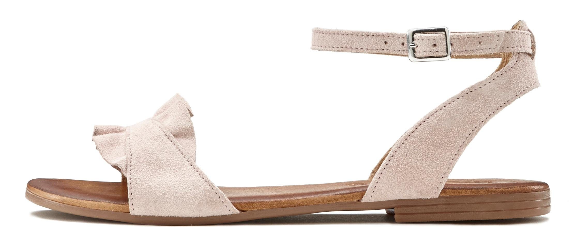 Sandale LASCANA "Sommerschuh", Damen, Gr. 35, rosa (rosé), Obermaterial: 100% Ziegenleder. Decksohle: 100% Rindsleder. Futter: 100% Schweinsleder. Laufsohle: 100% Synthetik, unifarben, Schuhe Sandale, Sandalette, Sommerschuh aus hochwertigem Leder...