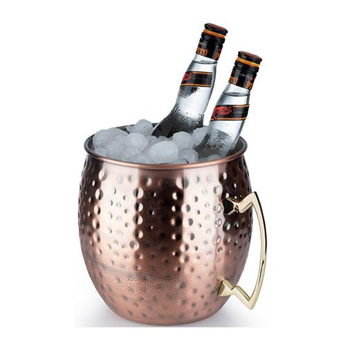 „Wein- und Sektkühler BUDDY’S „“Buddy´s Bar““ Eiskübel braun (kupferfarben) Baraccessoires Weinaccessoires Moscow Mule, 5 l Volumen, Hammerschlag-Effekt, gehämmert, H. 21 cm“