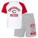 Toddler White/Heather Gray Cincinnati Reds Two-Piece Groundout Baller Raglan T-Shirt & Shorts Set