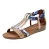Sandale LASCANA "Sommerschuh", Damen, Gr. 42, blau (beige, blau), Obermaterial: 50% Lederimitat, 50% Textilmaterial. Futter: 100% Lederimitat. Decksohle: 100% Lederimitat. Laufsohle: 100% Synthetik, bedruckt, modisch, Schuhe, Sandalette, Sommerschuh...