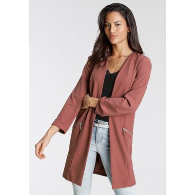 Longblazer LAURA SCOTT, Damen, Gr. 46, rosa (rosebraun (nachhaltiges material)), Jersey, Obermaterial: 97% Polyester, 3% Elasthan, feminin, figurbetont, tiefer V-Ausschnitt, 3/4-Ärmel, Blazer, mit Reißverschlüssen Image