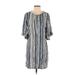 Ella Moss Casual Dress - Shift Crew Neck 3/4 sleeves: Blue Print Dresses - Women's Size X-Small