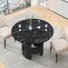 42.12"Modern Round Dining Table with Printed Marble Table Top for Dining Room, Kitchen, Living Room