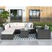 8 Pieces Rattan Sectional Seating Group with Cushions, Patio Furniture Sets, Outdoor Wicker Sectional Sofa with Coffee Table