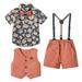 Toddlers and Baby Boys 3-Piece Special Occasion Bow-Tie Button Down T-Shirt and Vintage Button Down Vest and Shorts Sets