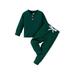 sdghg Toddler Boy Fall Clothes 2T 3T 4T 5T Outfits Winter Long Sleeve Knitted Cotton Tops Pants Sets Solid Color