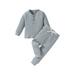 sdghg Toddler Boy Fall Clothes 2T 3T 4T 5T Outfits Winter Long Sleeve Knitted Cotton Tops Pants Sets Solid Color